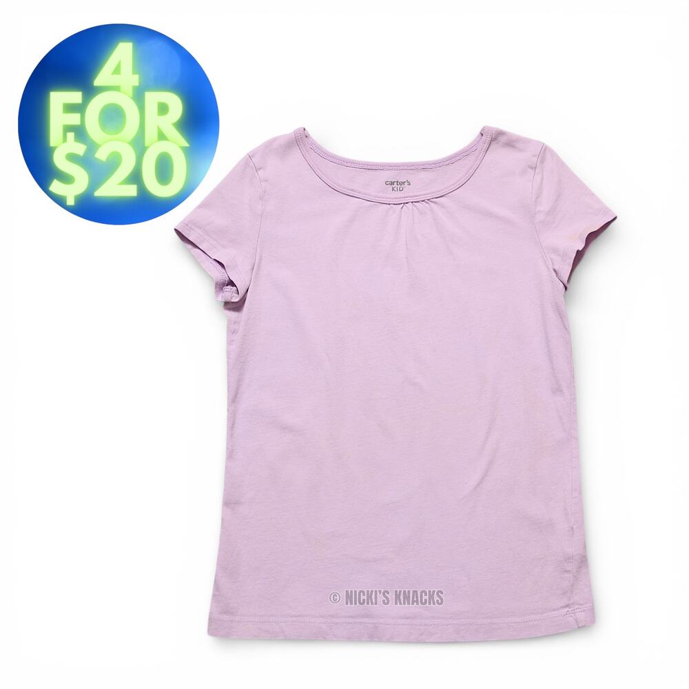 4/$20 - Carters Girls Short Sleeve T-Shirt Light Purple Cotton Size 8